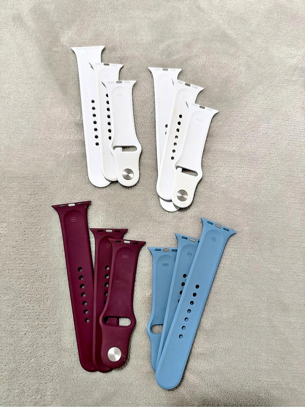 Apple Watch Sport Band Set White & Blue & Burgundy